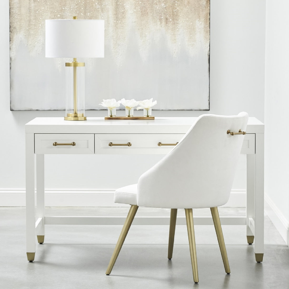 Modern European furniture - White Wooden 3-Drawer Desk - www.oroa.com | Oroa.com