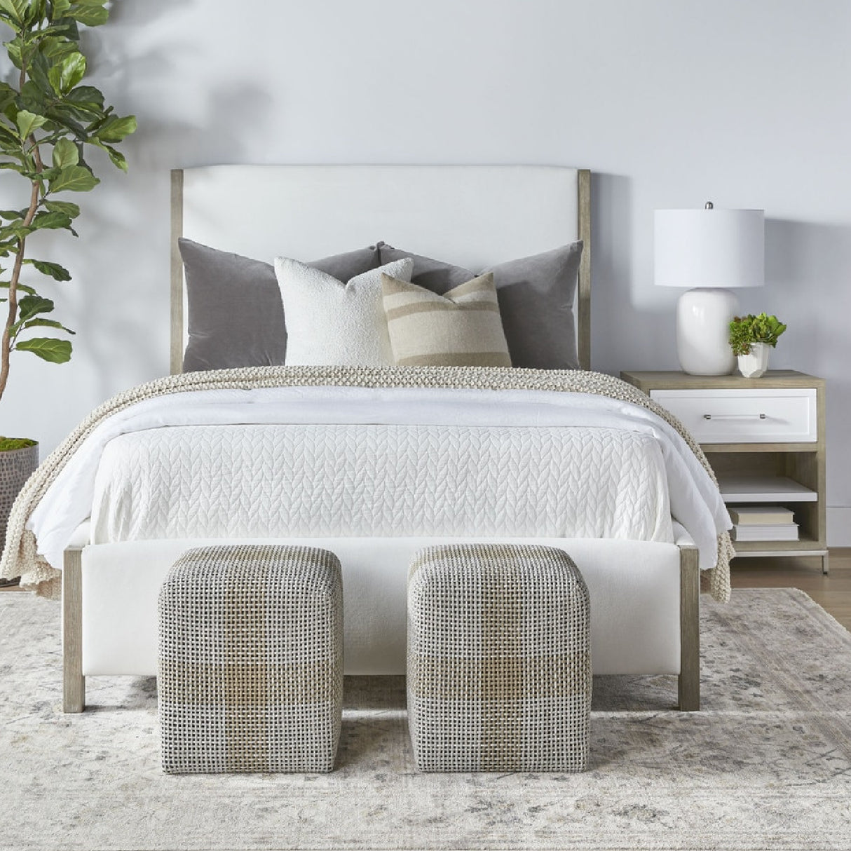 Gray Acacia 1-Drawer Nightstand | Oroa.com