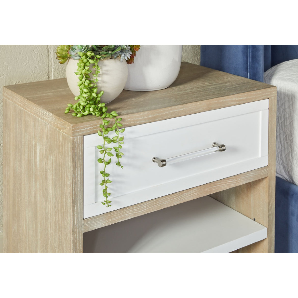 Gray Acacia 1-Drawer Nightstand | Oroa.com