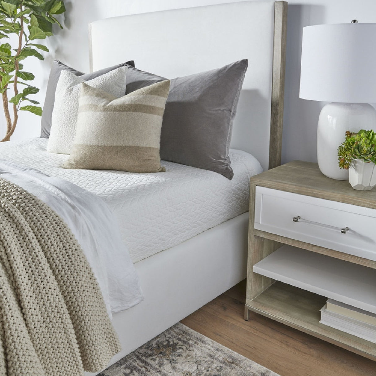 Gray Acacia 1-Drawer Nightstand | Oroa.com
