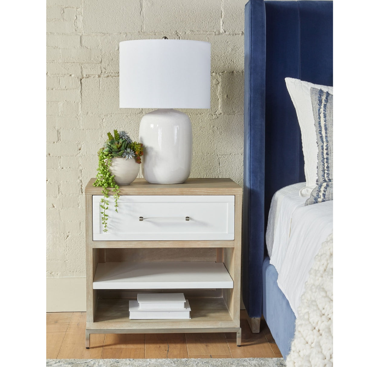 Gray Acacia 1-Drawer Nightstand | Oroa.com