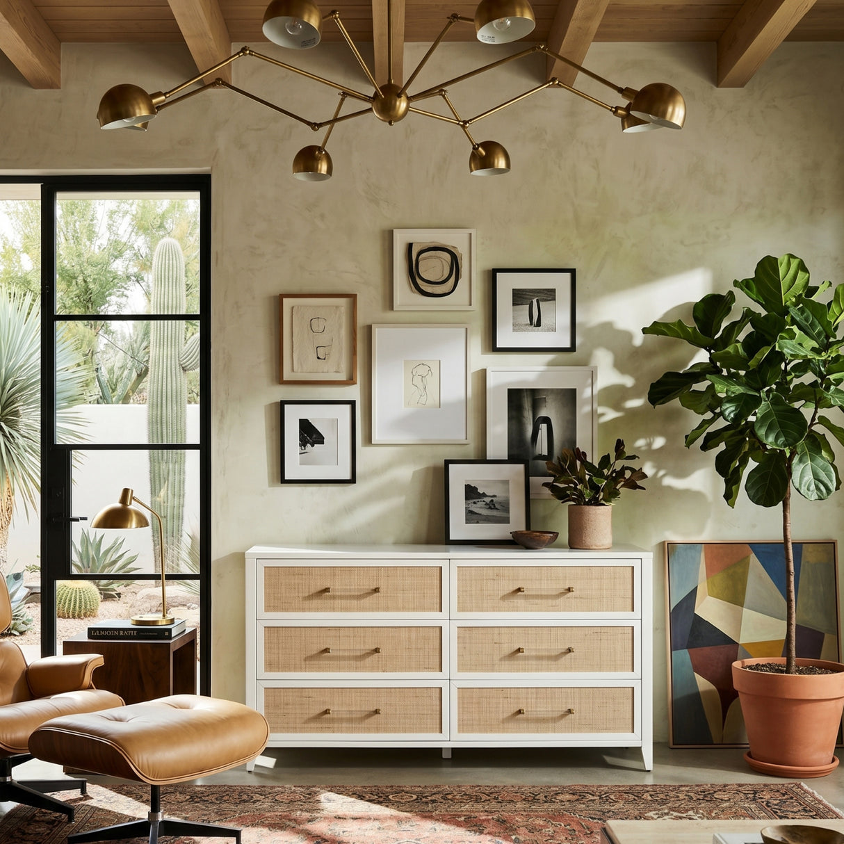 Modern European furniture - Rattan Inlaid 6-Drawer Double Dresser - www.oroa.com | Oroa.com
