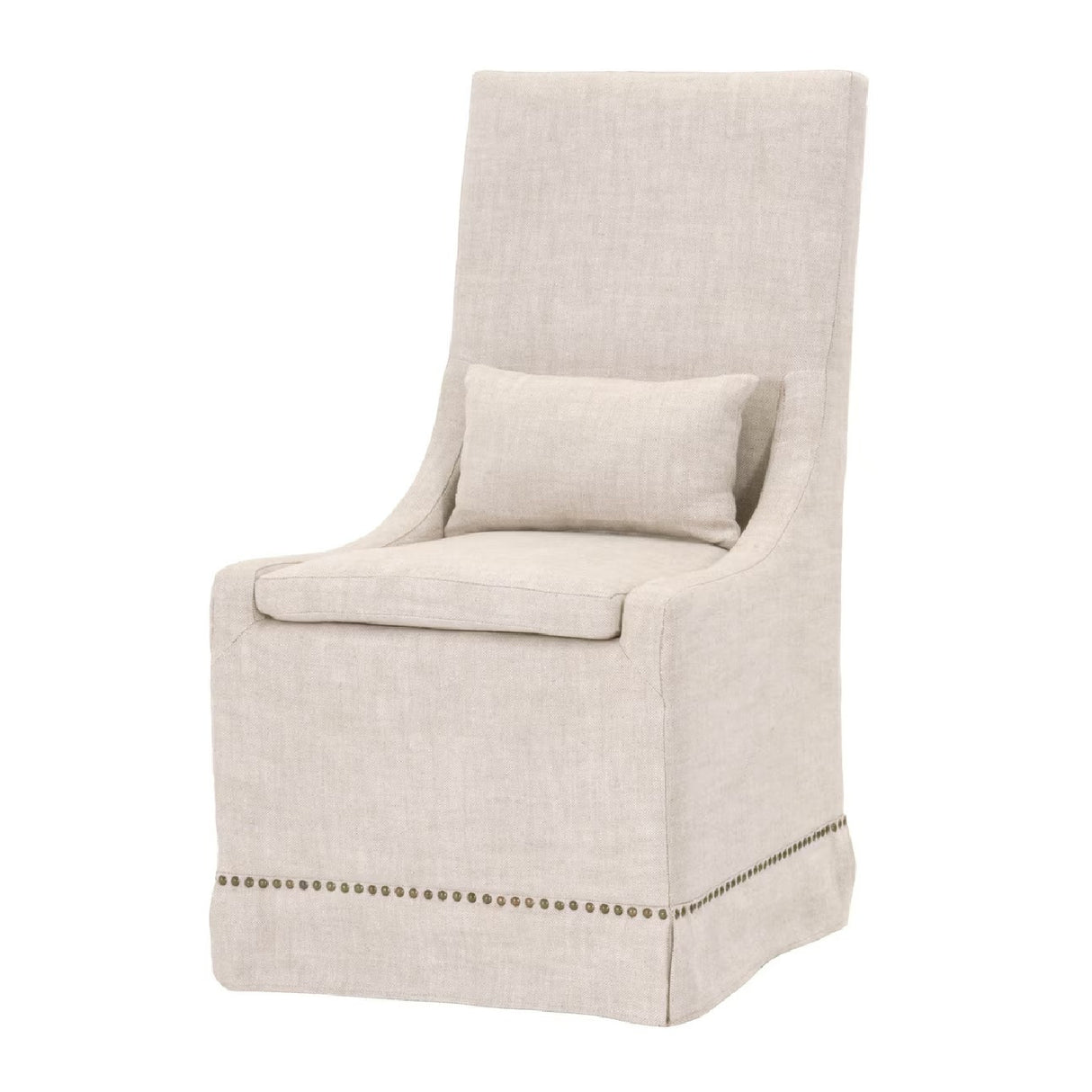 Cream Linen Skirted Dining Chairs (2) | Oroa.com