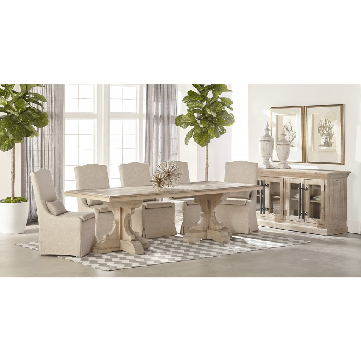 French Linen Skirted Dining Chairs (2) | Oroa.com
