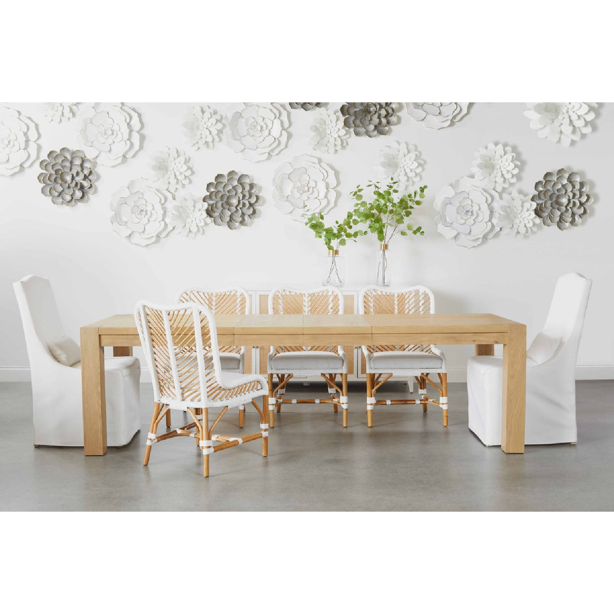 French Linen Skirted Dining Chairs (2) | Oroa.com