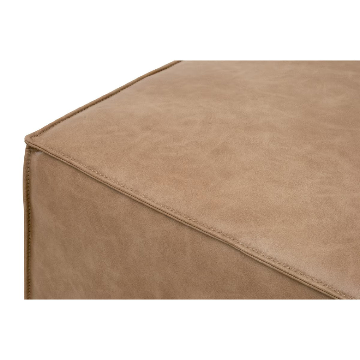 Brown Vegan Leather Cube Ottoman | Oroa.com