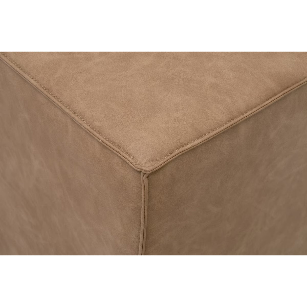 Brown Vegan Leather Cube Ottoman | Oroa.com