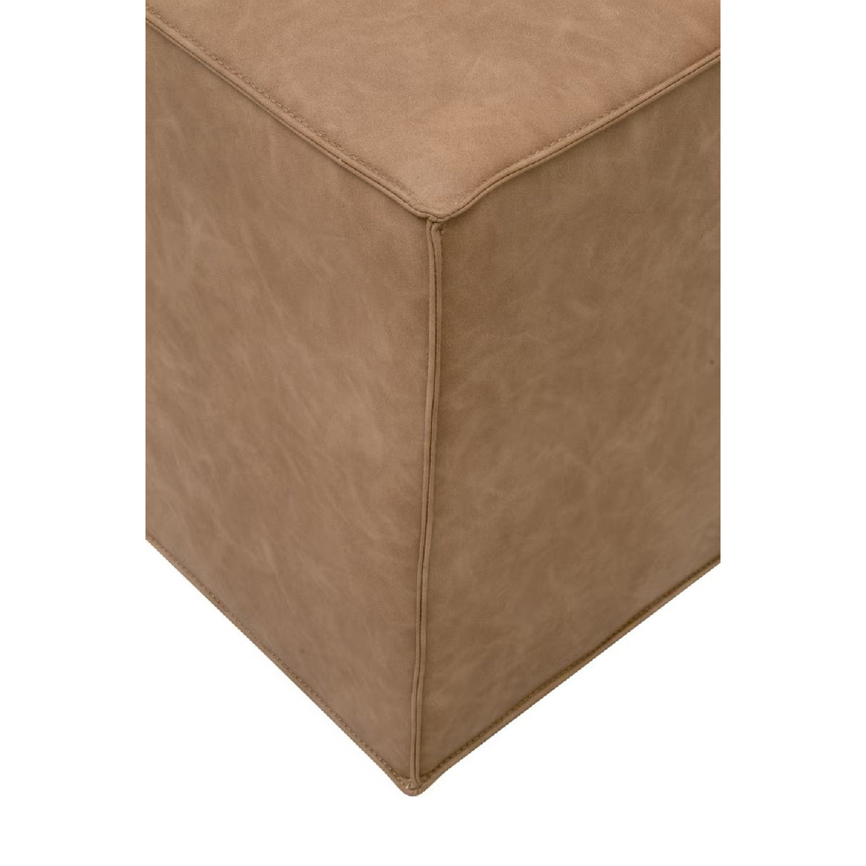 Brown Vegan Leather Cube Ottoman | Oroa.com