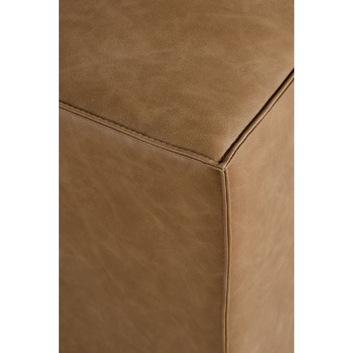 Brown Vegan Leather Cube Ottoman | Oroa.com