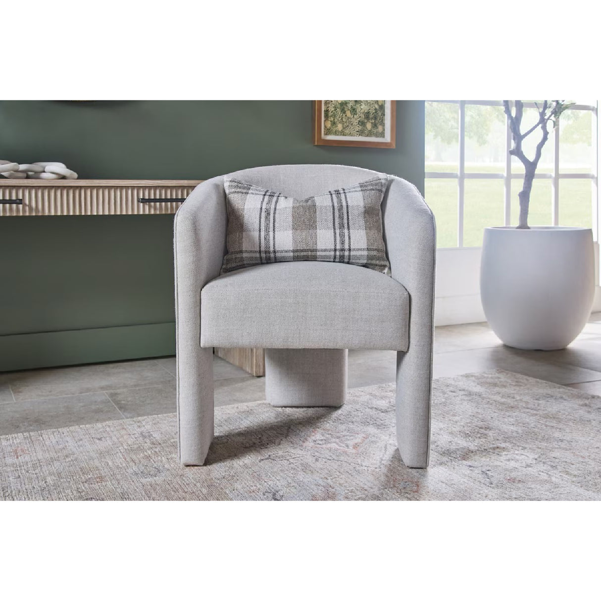 French Linen 3-Legged Accent Chair | Oroa.com