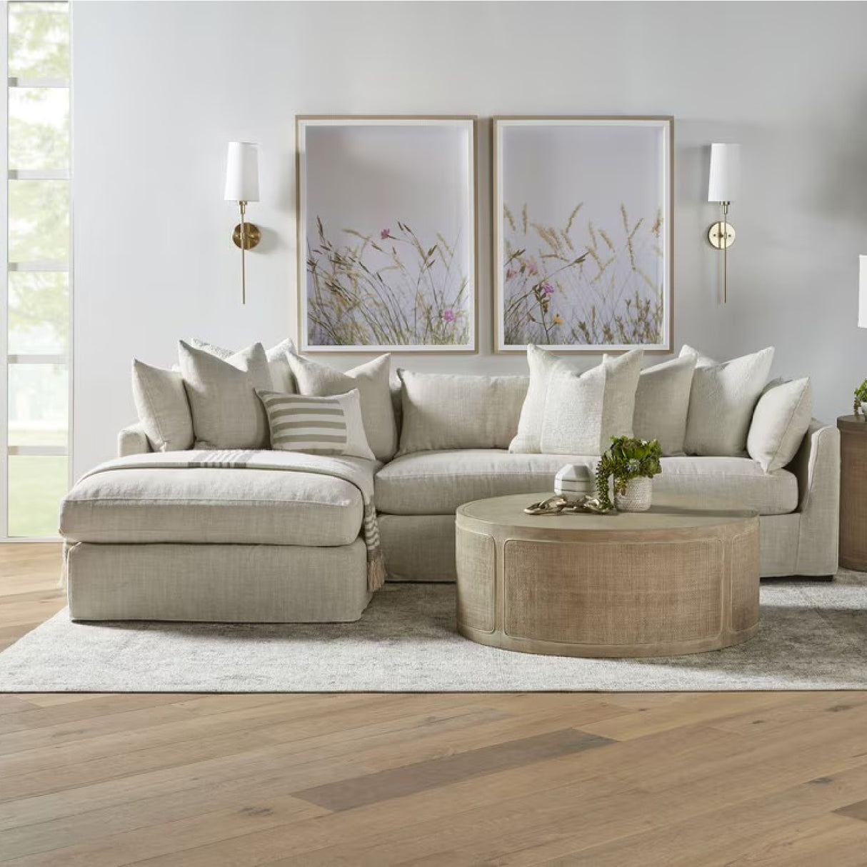 Beige Slipcover Sectional Sofa | Oroa.com