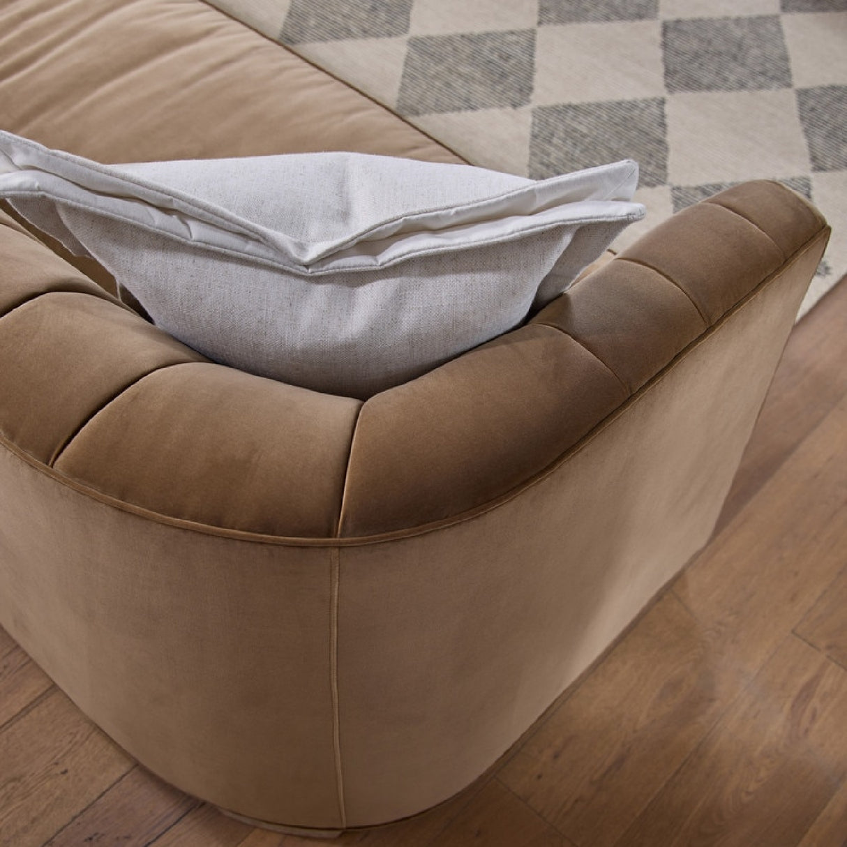 Modern European furniture - Brown Velvet Channeled-Back Sofa - www.oroa.com | Oroa.com