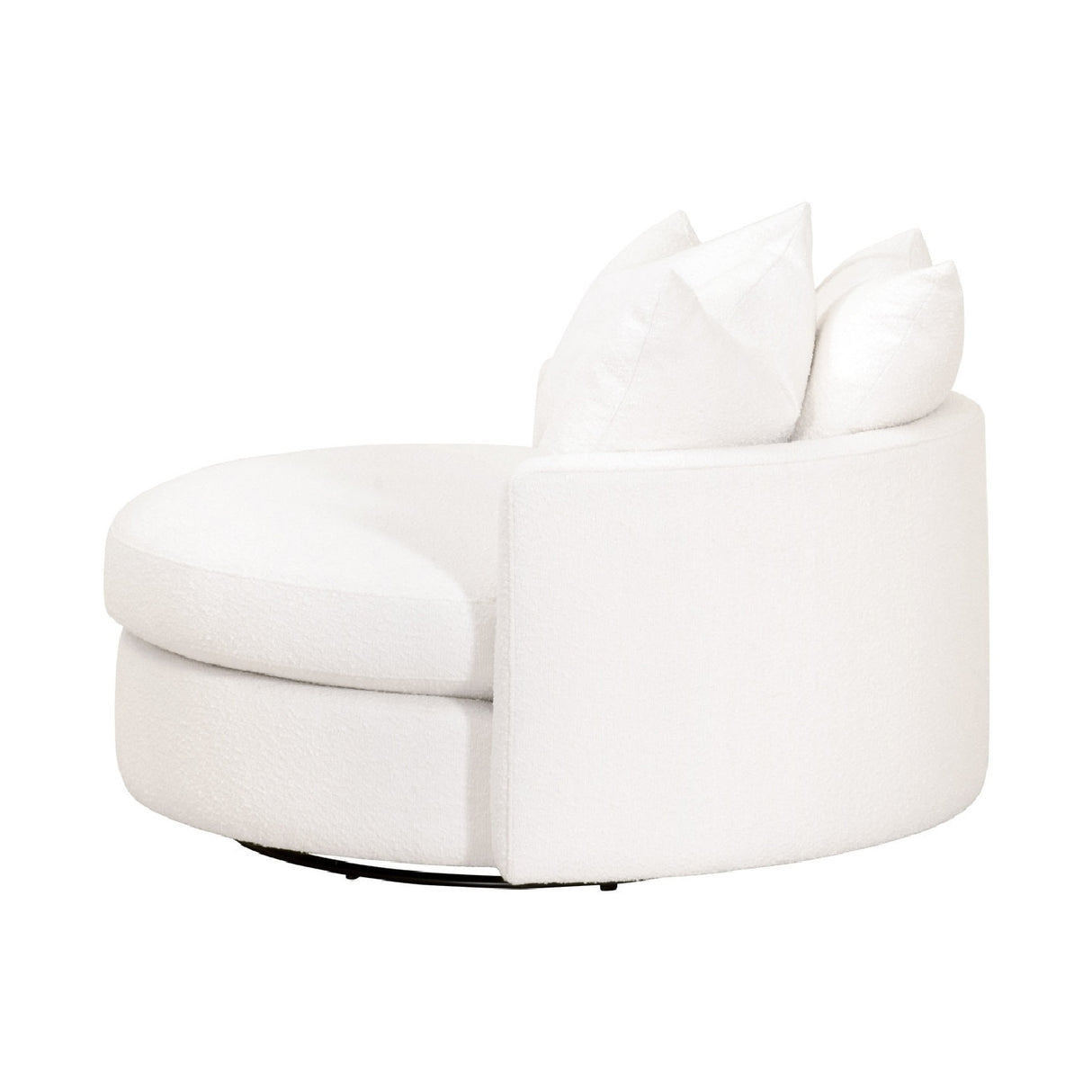 Modern European furniture - White Boucle Round Swivel Chair - www.oroa.com | Oroa.com