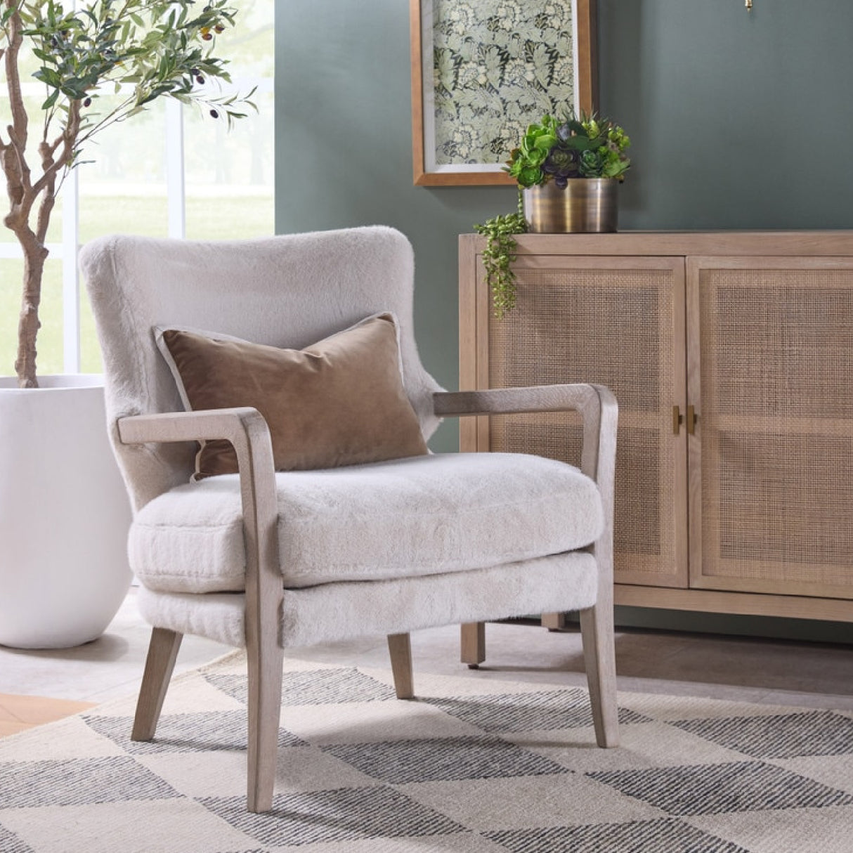Modern European furniture - Cream Cushioned Lounge Chair - www.oroa.com | Oroa.com