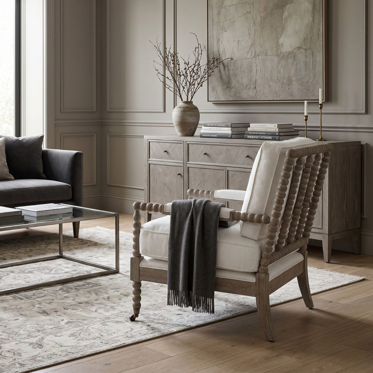 Cushioned Gray Oak Club Chair | Oroa.com