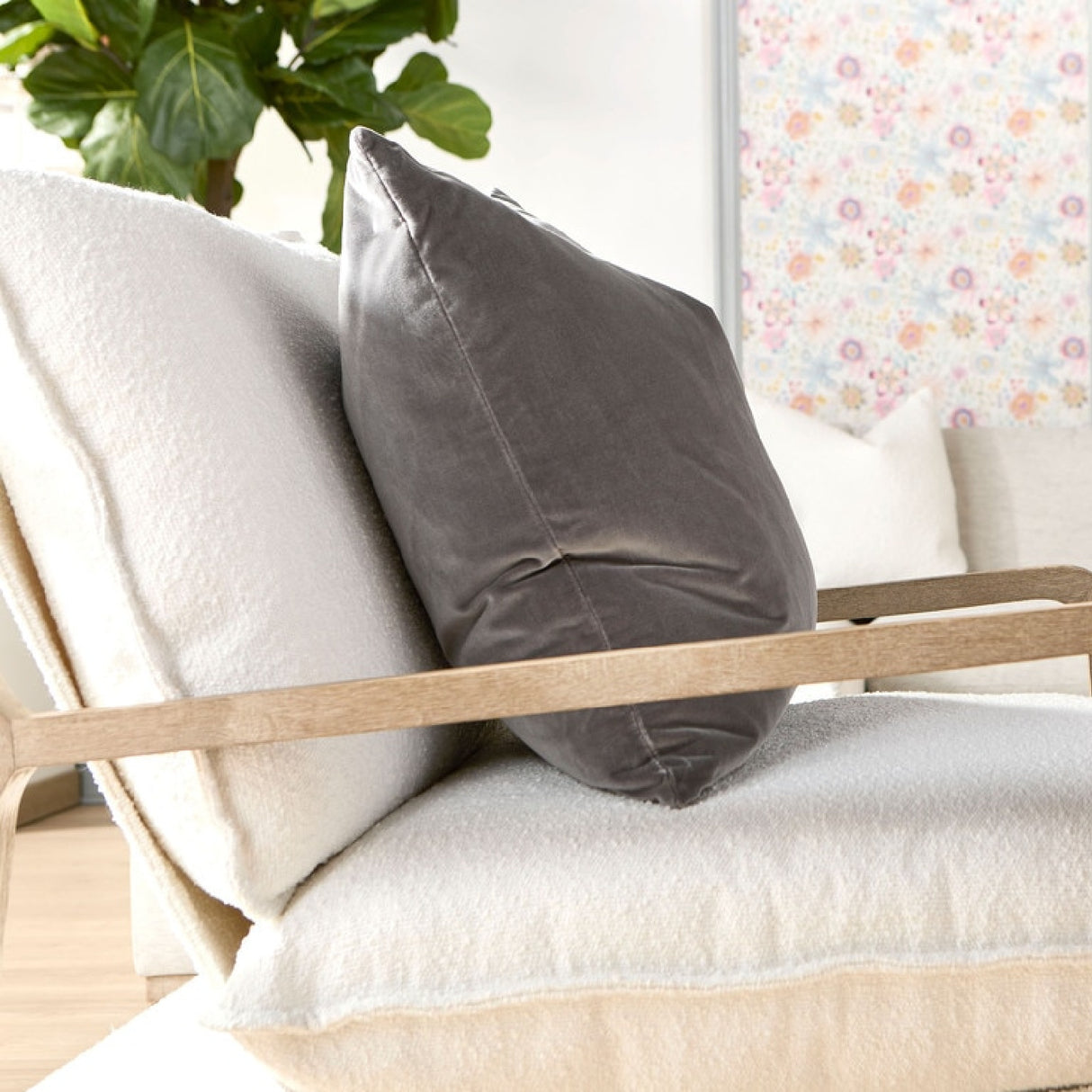 White Boucle Cushioned Club Chair | Oroa.com