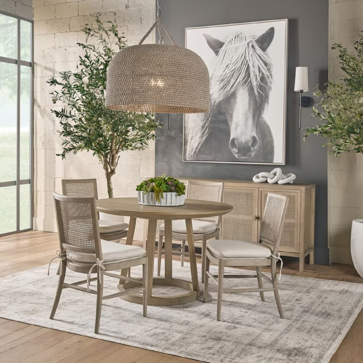 Oak Canework-Back Dining Chairs (2) | Oroa.com