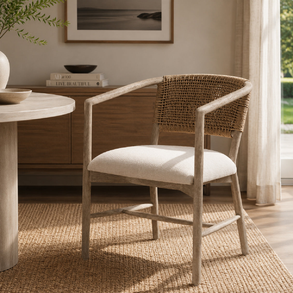 Modern European furniture - Jute Twine Back Accent Chair - www.oroa.com | Oroa.com