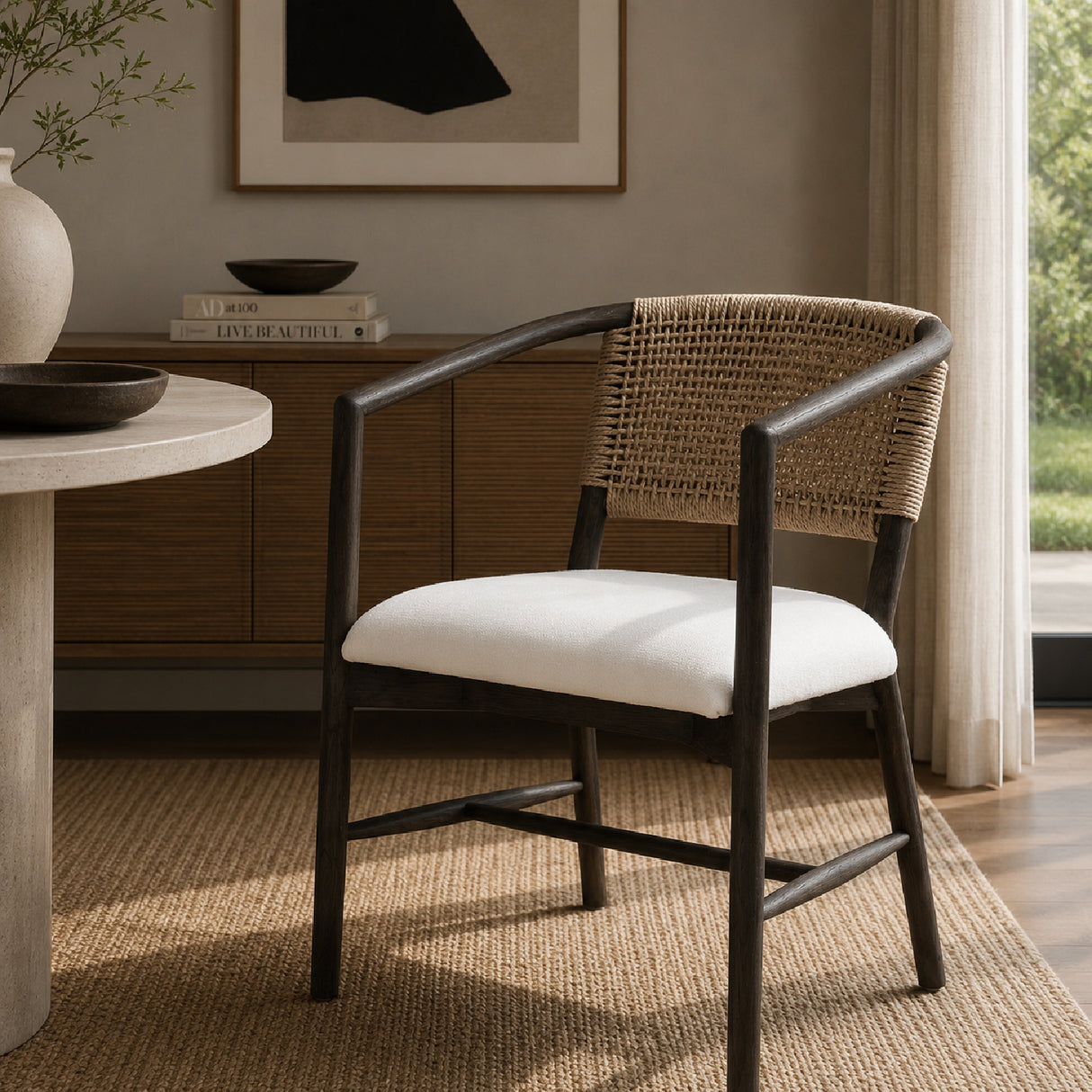 Modern European furniture - Jute Twine Back Accent Chair - www.oroa.com | Oroa.com