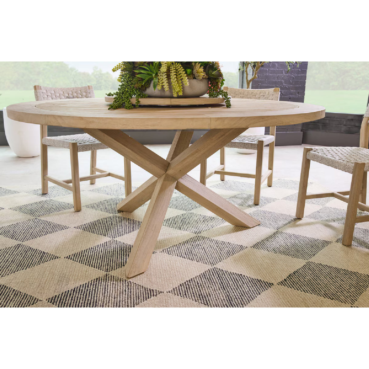 Round Teak Outdoor Dining Table | Oroa.com