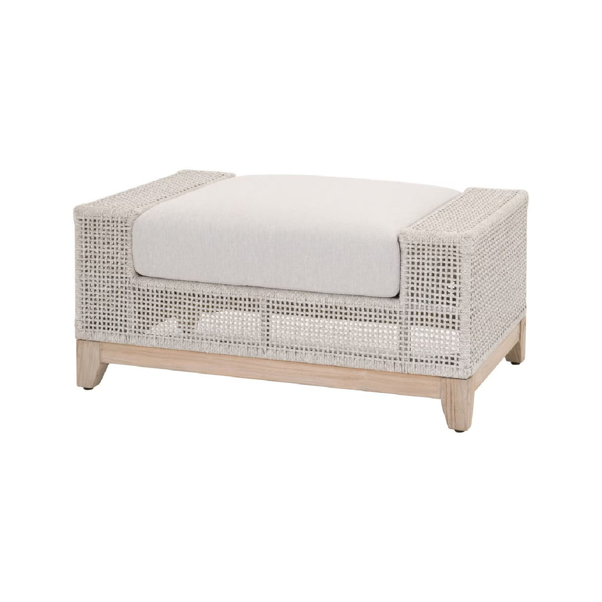 Beige Woven Rope Outdoor Ottoman | Oroa.com