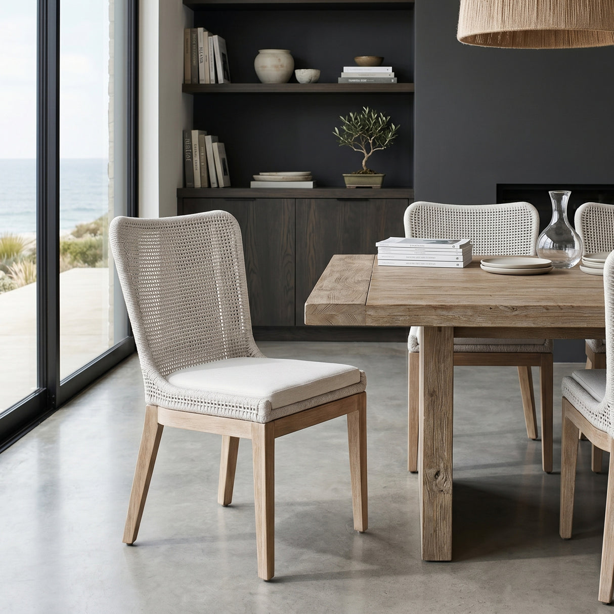 Modern European furniture - White Speckle Rope Dining Chairs (2) - www.oroa.com | Oroa.com