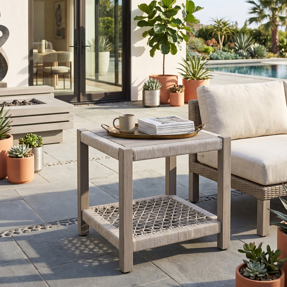 Modern European furniture - Teak Outdoor End Table - www.oroa.com | Oroa.com