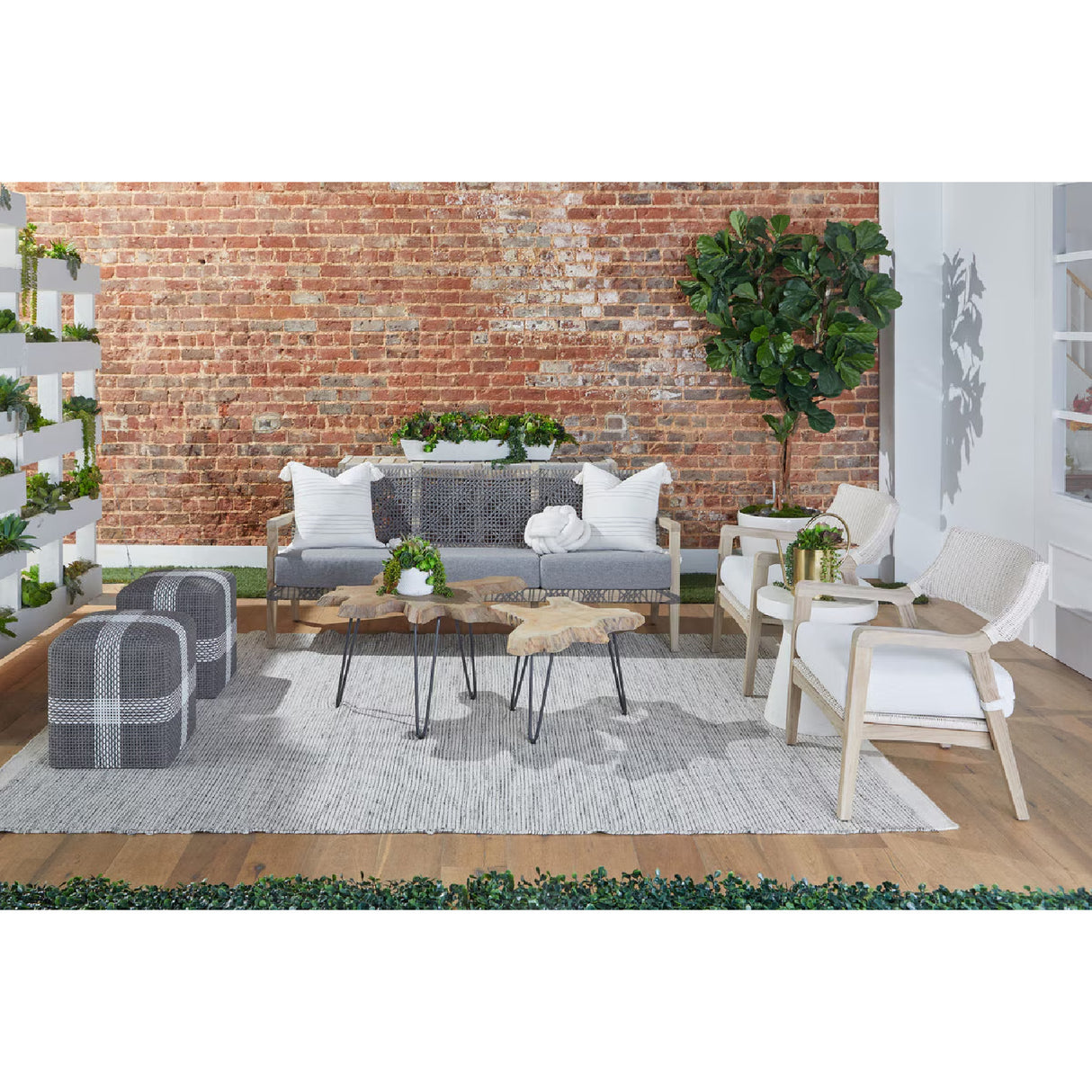 Modern European furniture - Woven Flat Rope Indoor/Outdoor Ottoman - www.oroa.com | Oroa.com