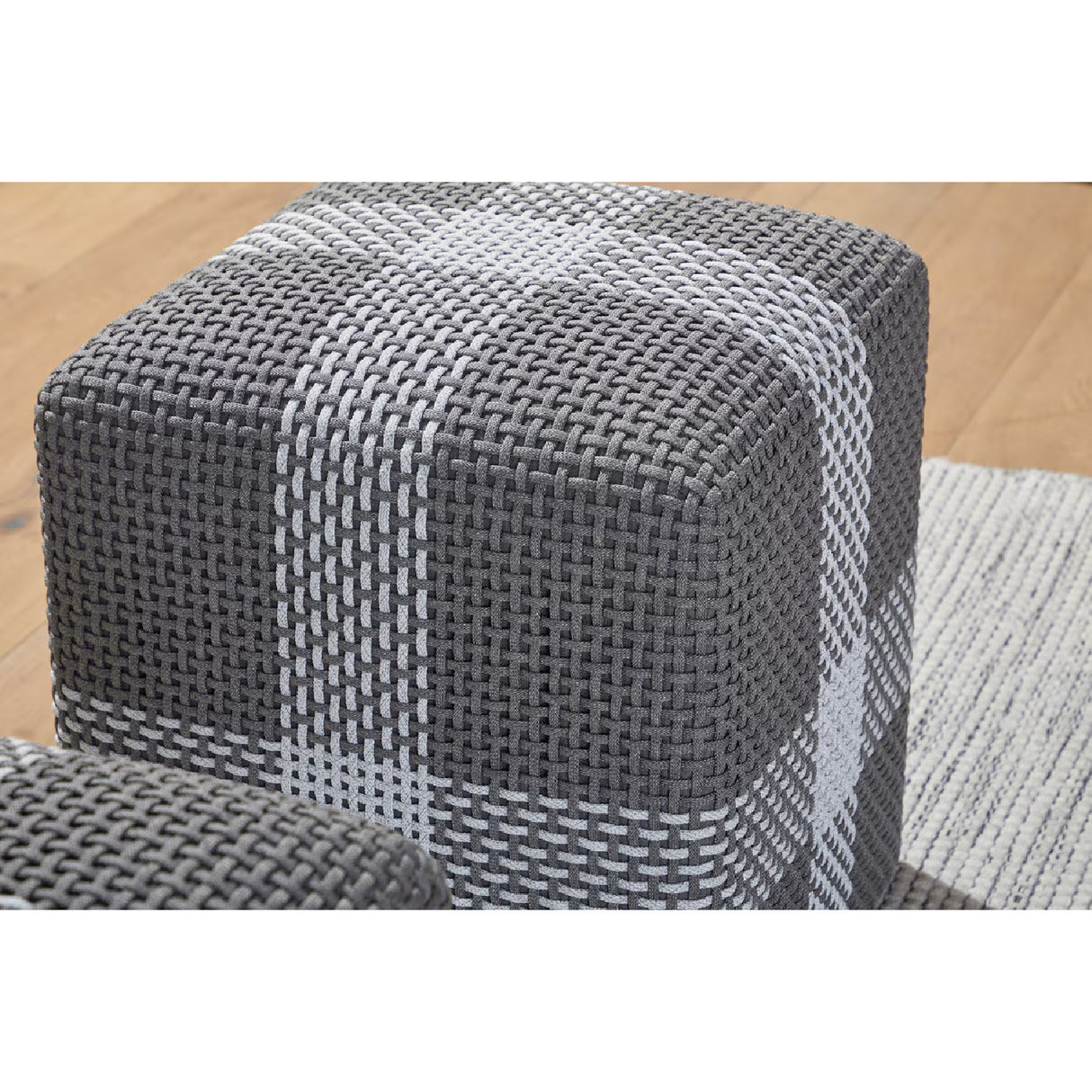 Modern European furniture - Woven Flat Rope Indoor/Outdoor Ottoman - www.oroa.com | Oroa.com