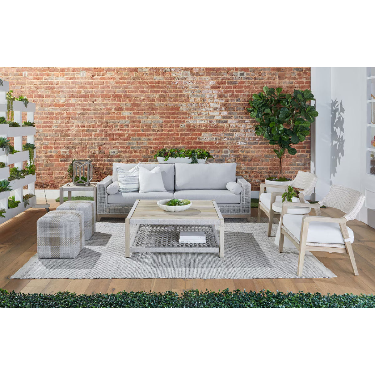 Modern European furniture - Woven Flat Rope Indoor/Outdoor Ottoman - www.oroa.com | Oroa.com