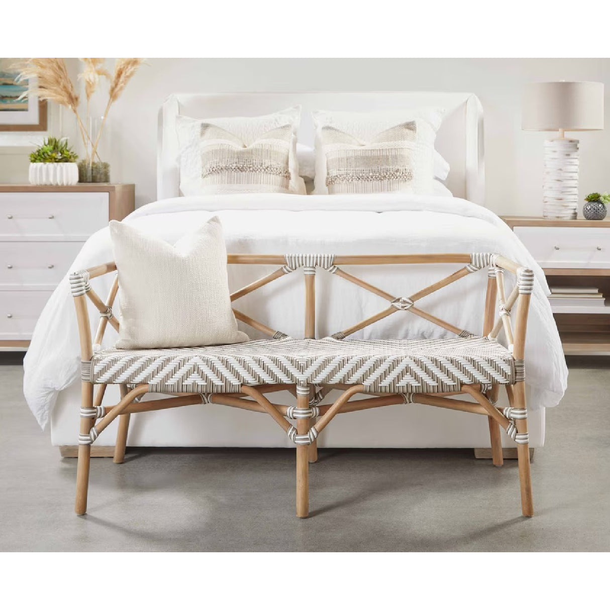 White Upholstered California King Bed | Oroa.com