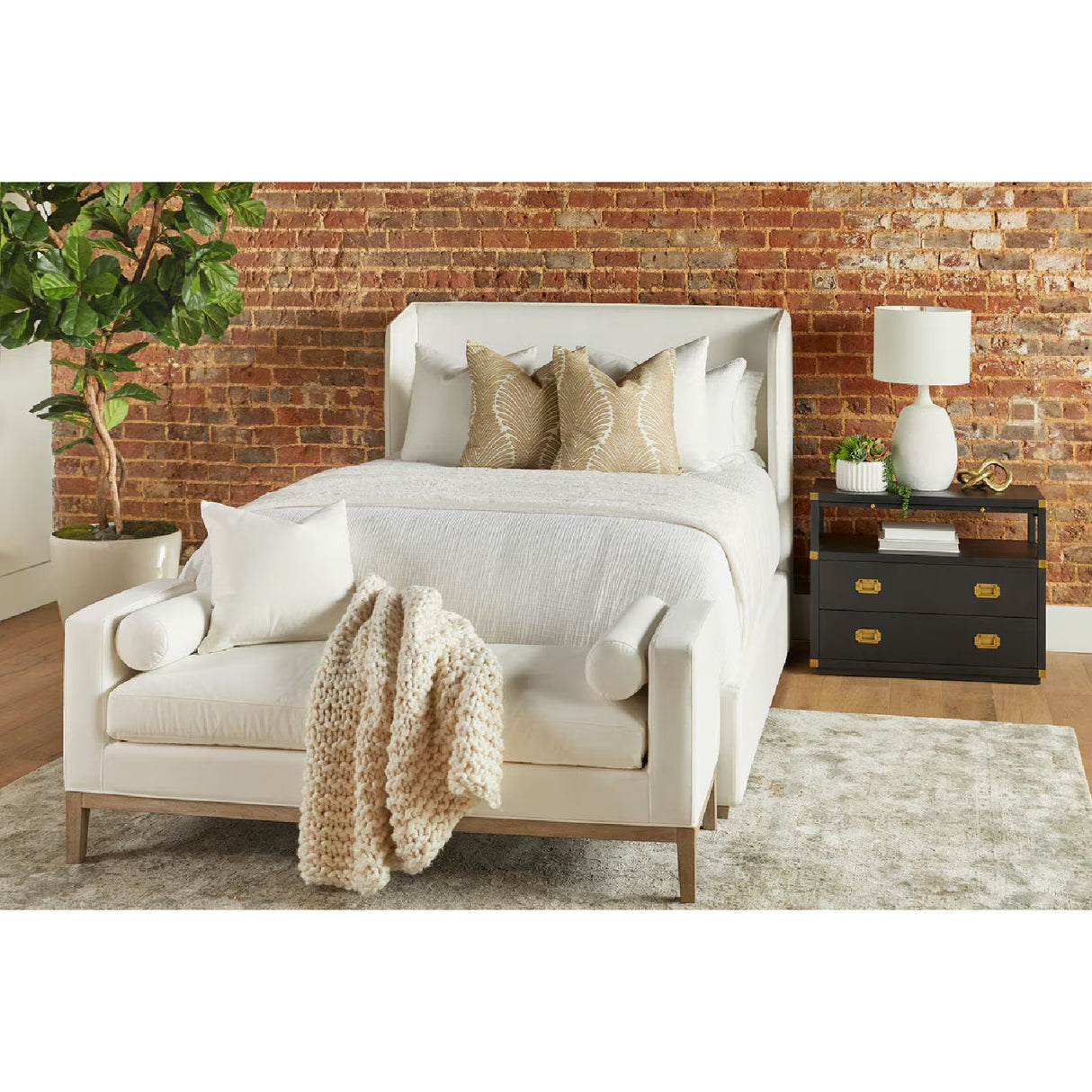 White Upholstered California King Bed | Oroa.com