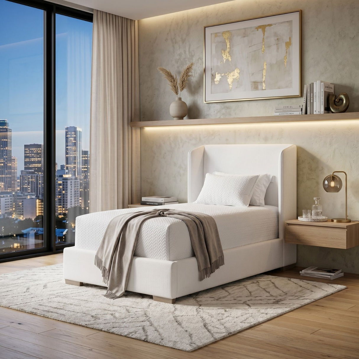 White Upholstered Twin Bed | Oroa.com