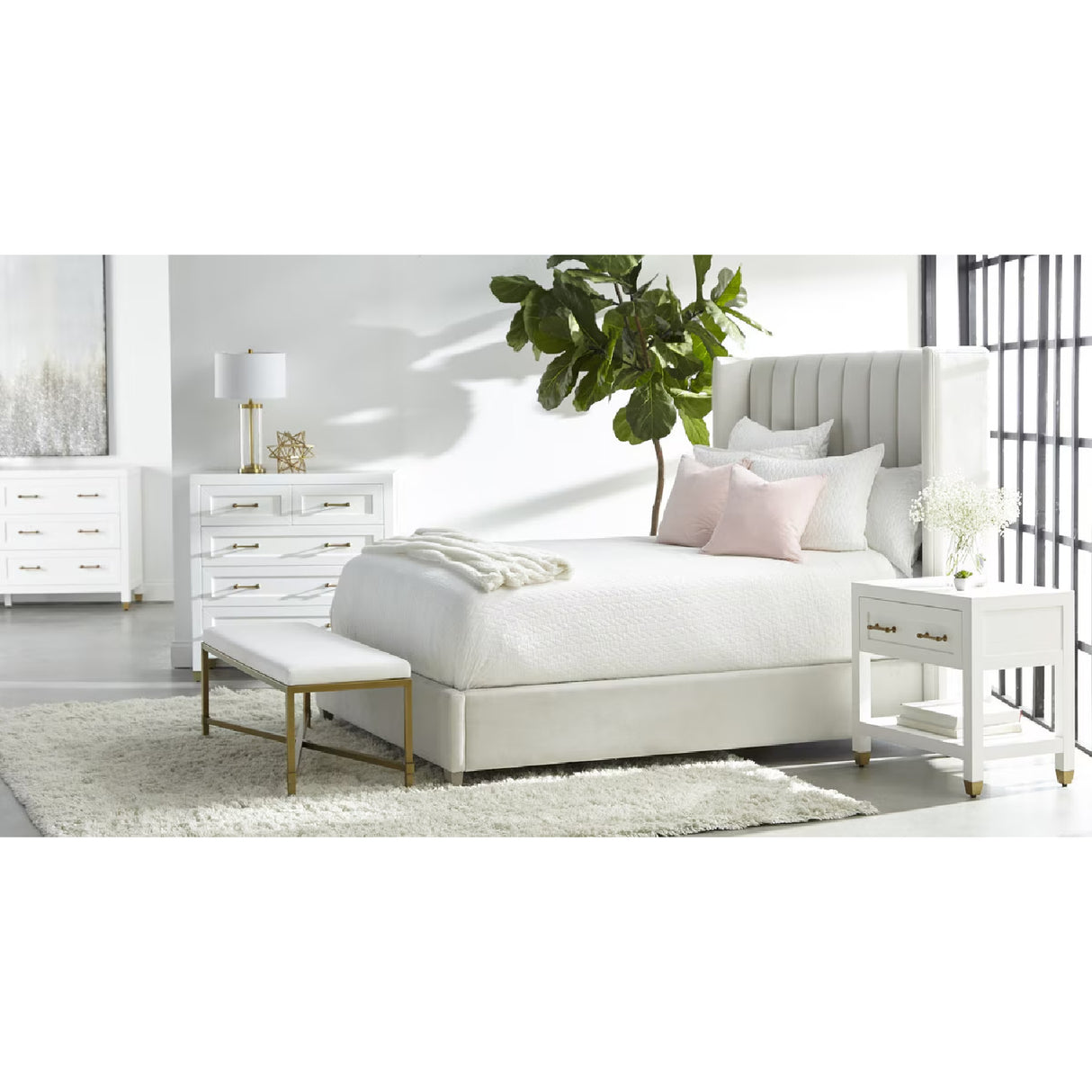 Modern European furniture - Velvet Channeled Queen Bed - www.oroa.com | Oroa.com
