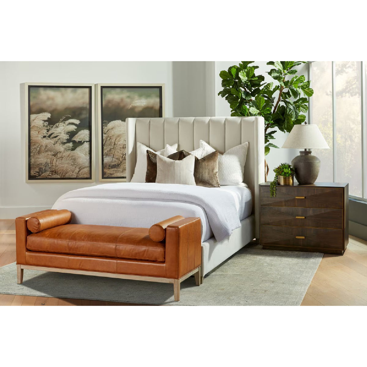 Cream Velvet California King Bed | Oroa.com