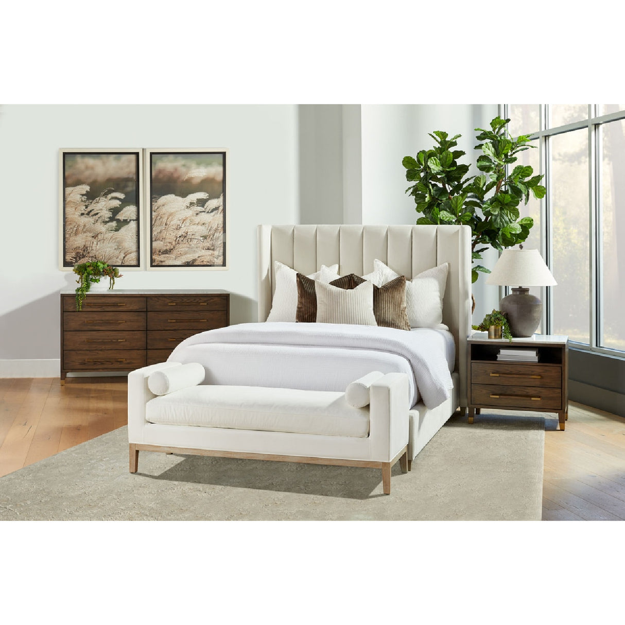 Channeled Velvet King Bed | Oroa.com