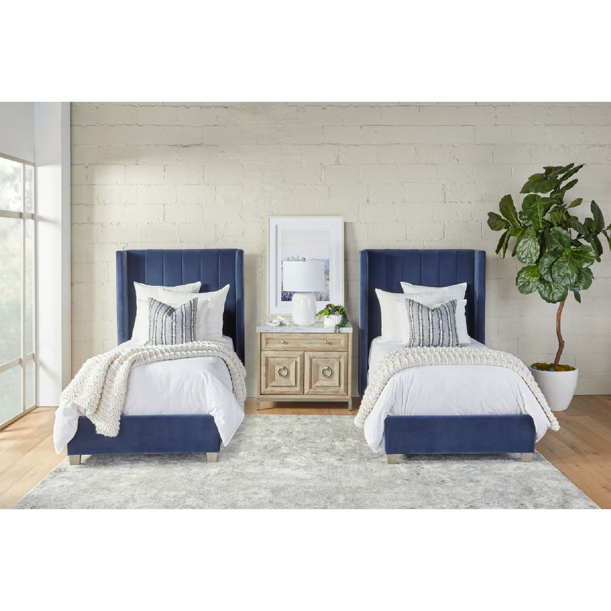 Blue Velvet Twin Bed | Oroa.com