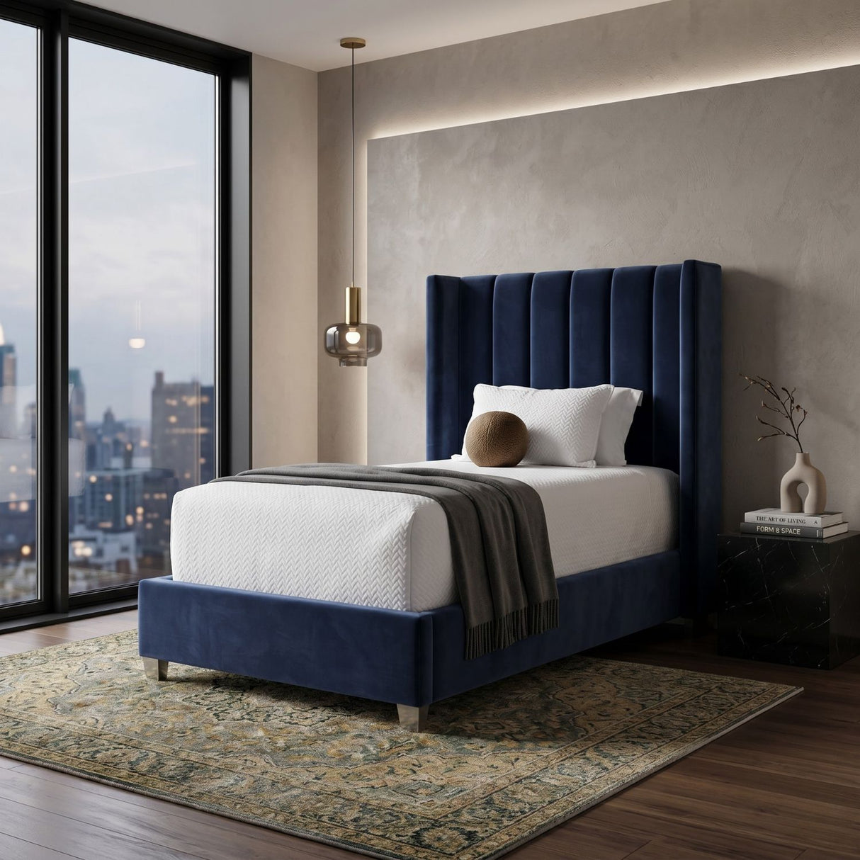Blue Velvet Twin Bed | Oroa.com