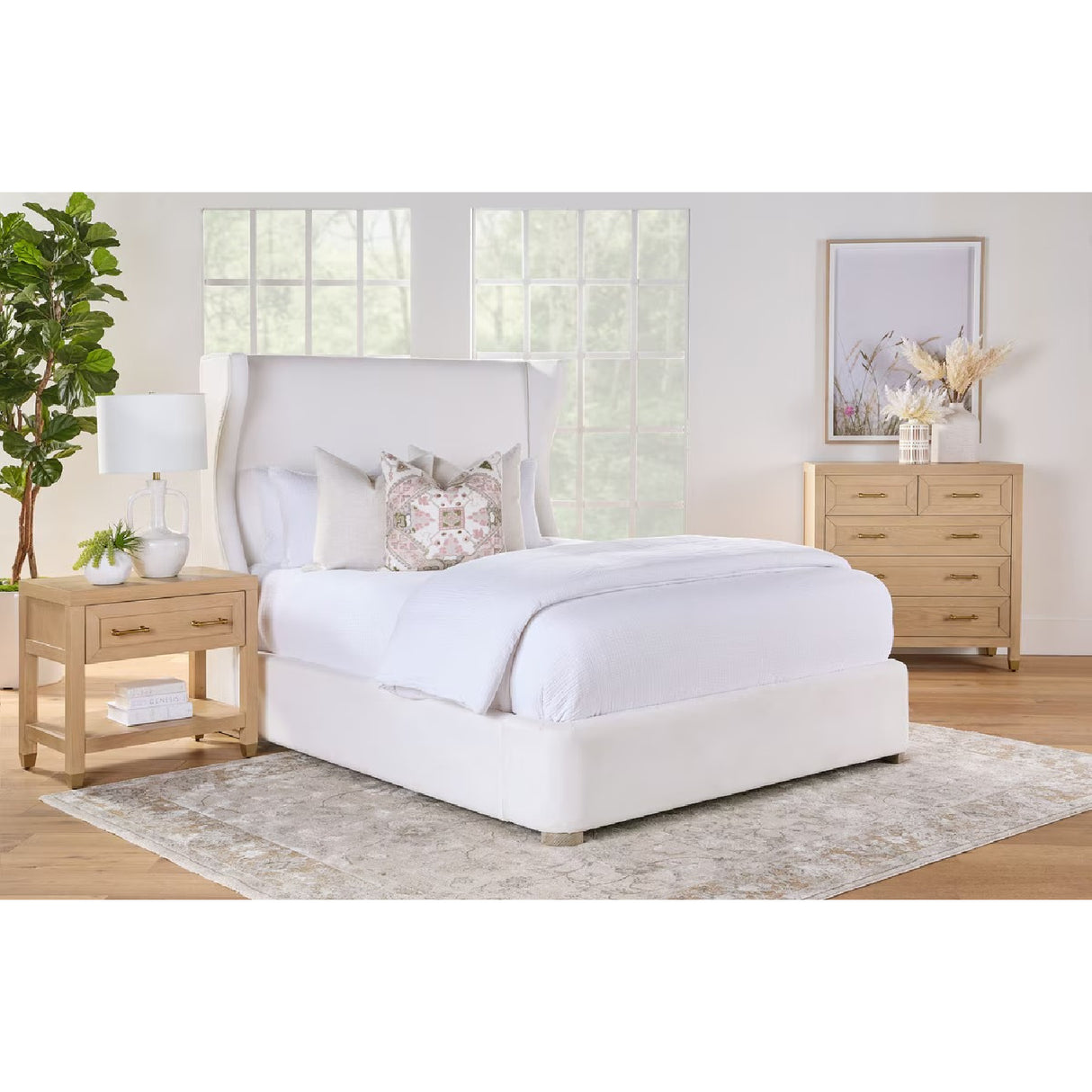 Wing-Shaped Headboard Queen Bed | Oroa.com