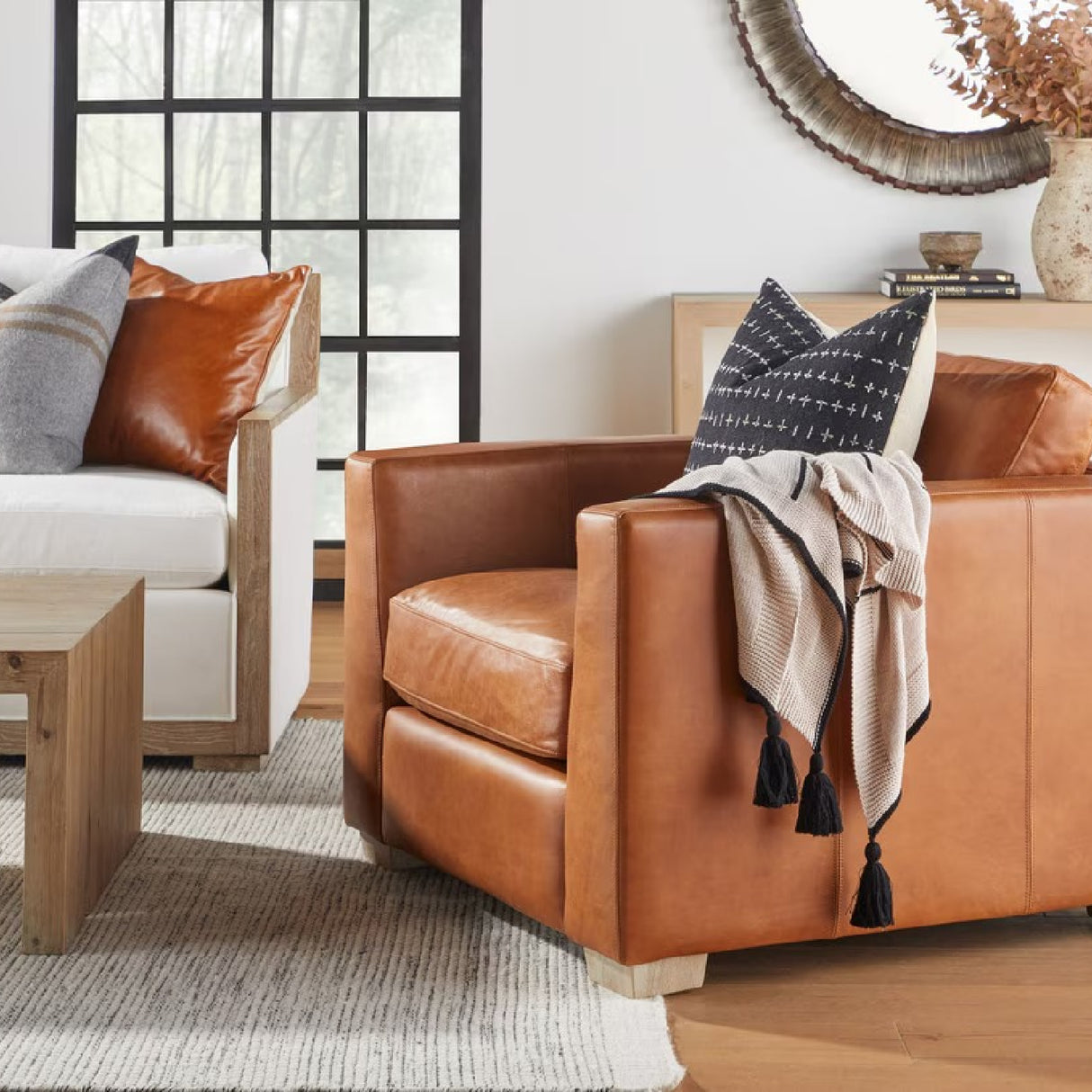 Brown Leather Pillows (2) | Oroa.com
