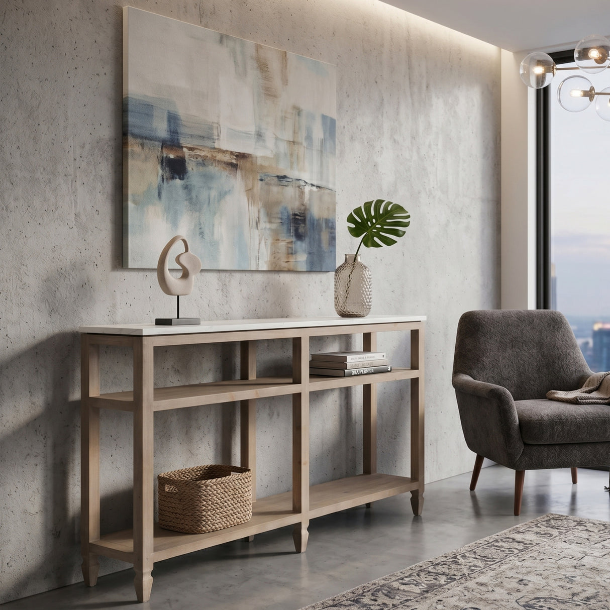 White Quartz Top Console Table | Oroa.com