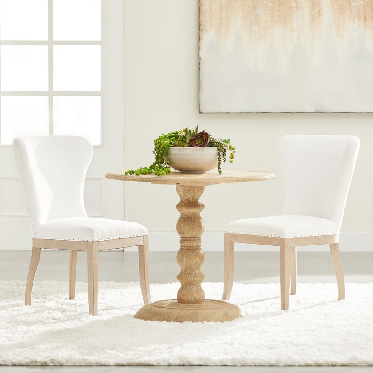 Gray Pine Round Dining Table | Oroa.com