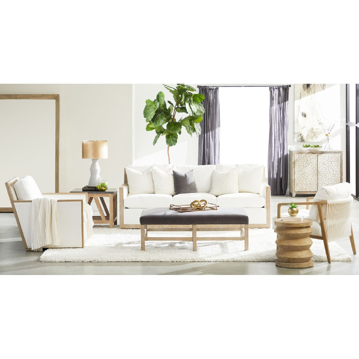 Oak Framed White Cushion Club Chair | Oroa.com