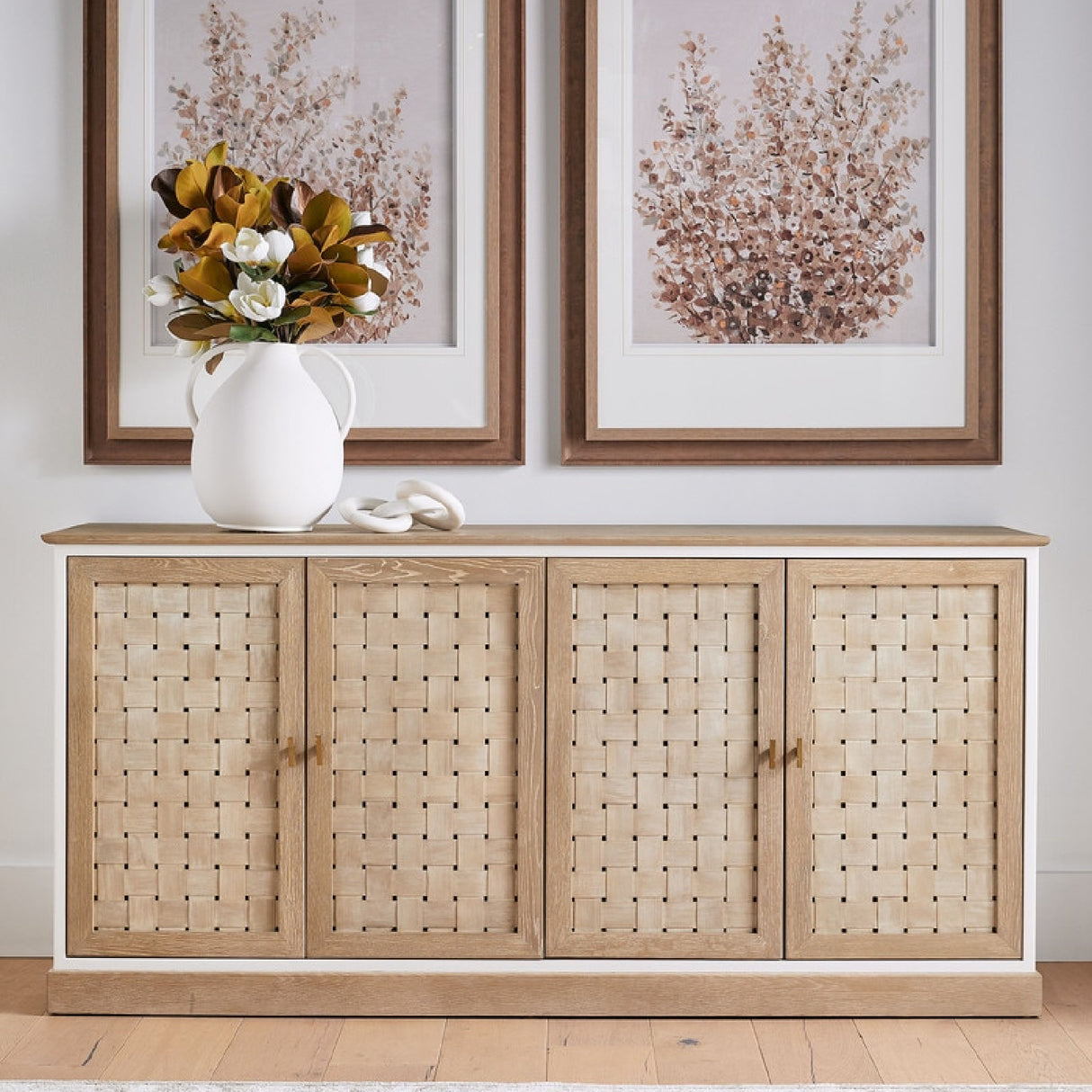 4-Door Woven Style Oak Sideboard | Oroa.com