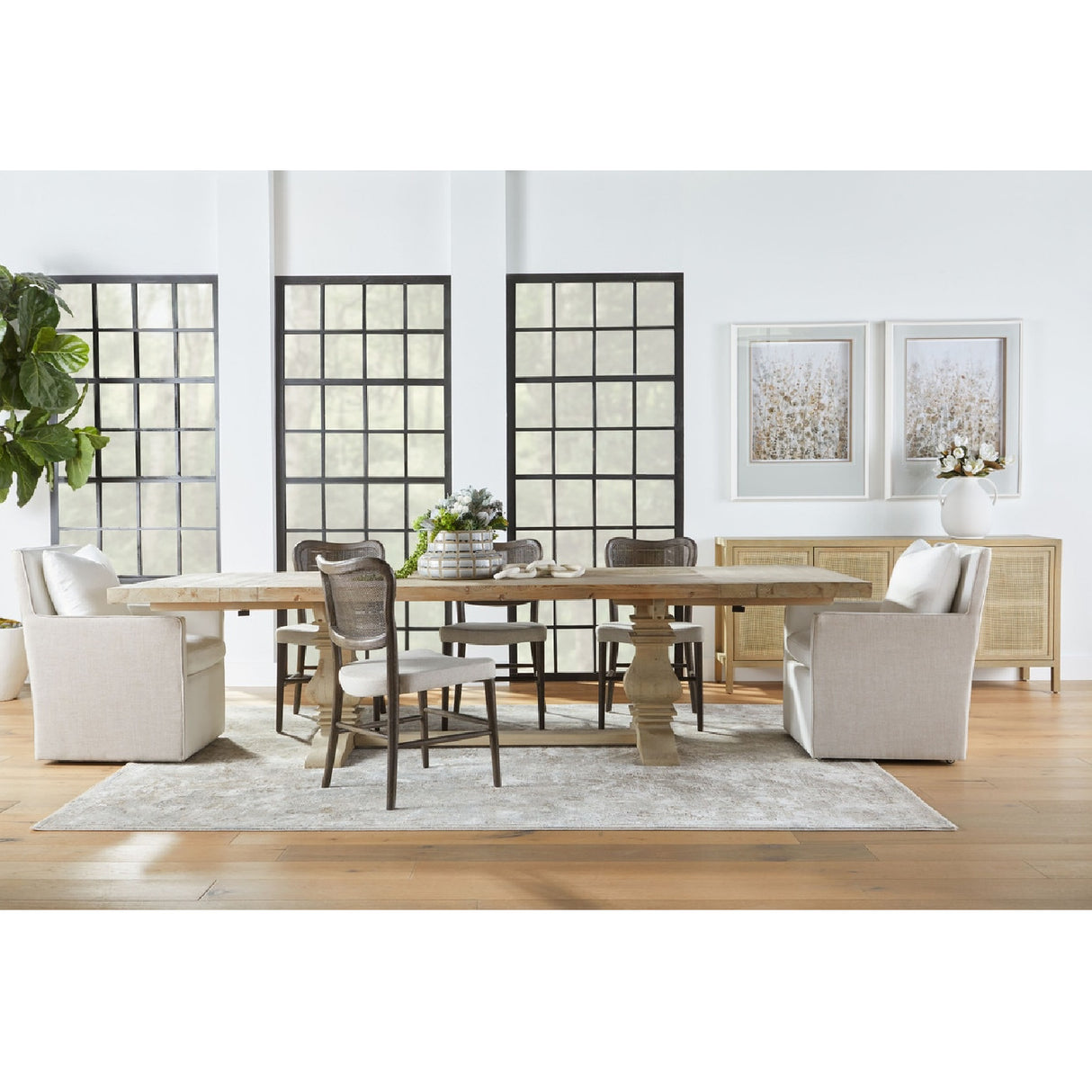 4-Door Gray Cane Media Sideboard | Oroa.com
