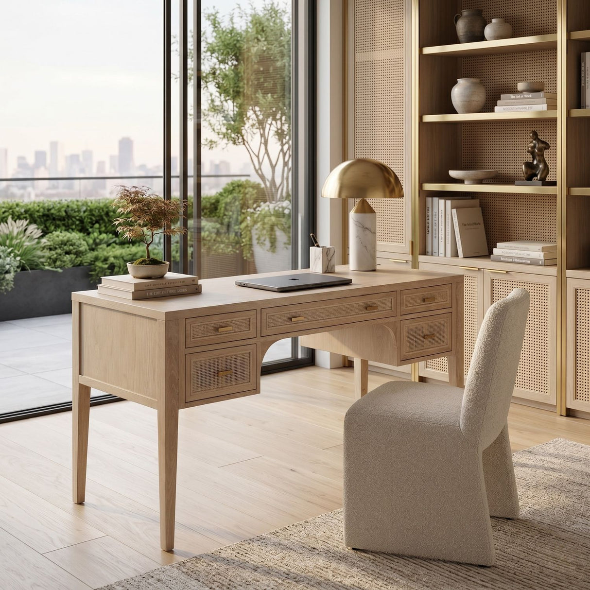 Gray Oak 5-Drawer Desk | Oroa.com