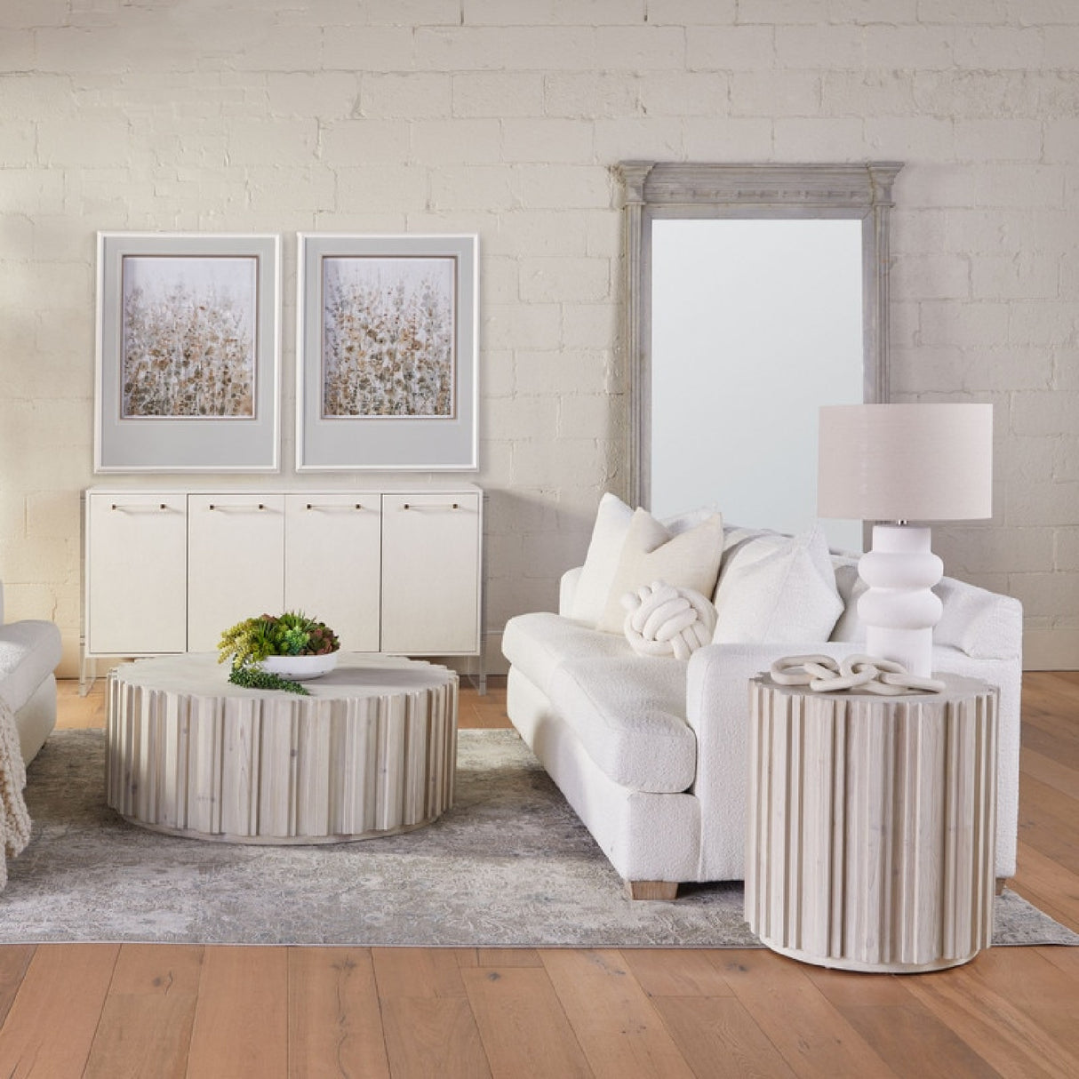 Fluted Pine Accent Table | Oroa.com