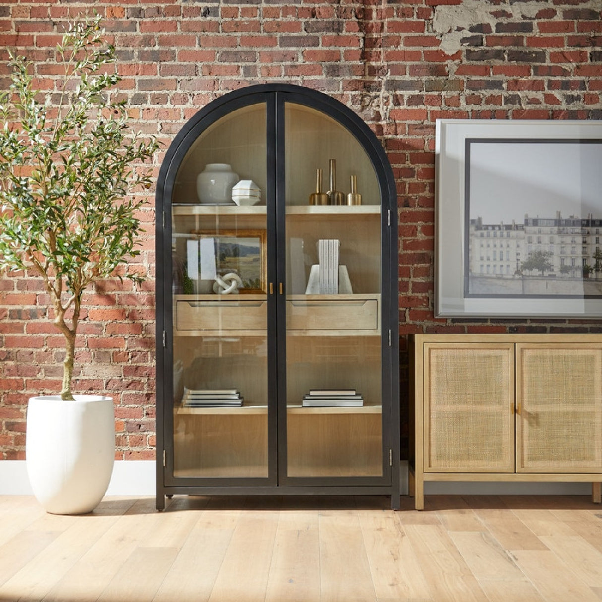Black Birch Arched Display Cabinet | Oroa.com
