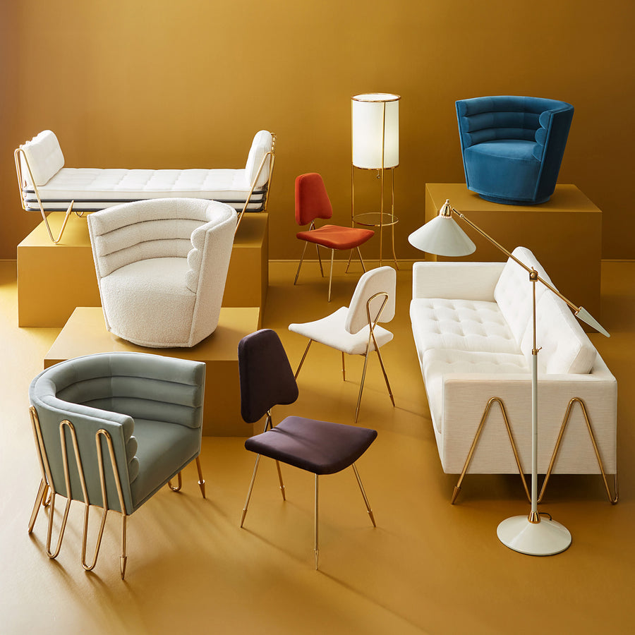 Channeled Bouclé Swivel Club Chair | Oroa.com
