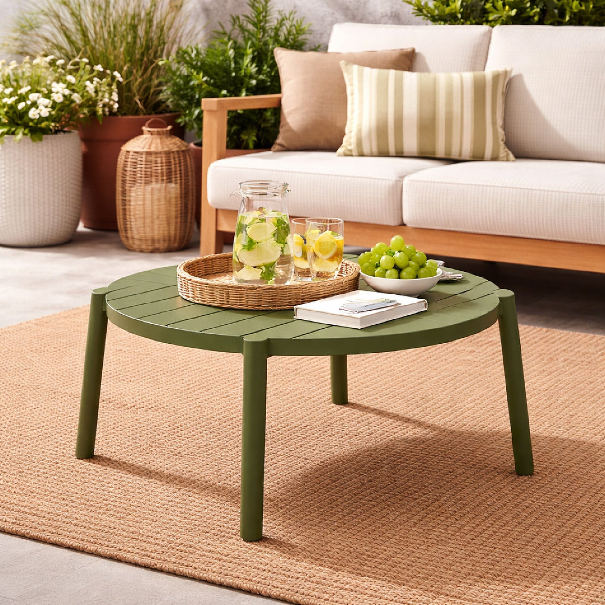 Slatted Round Outdoor Coffee Table | Oroa.com